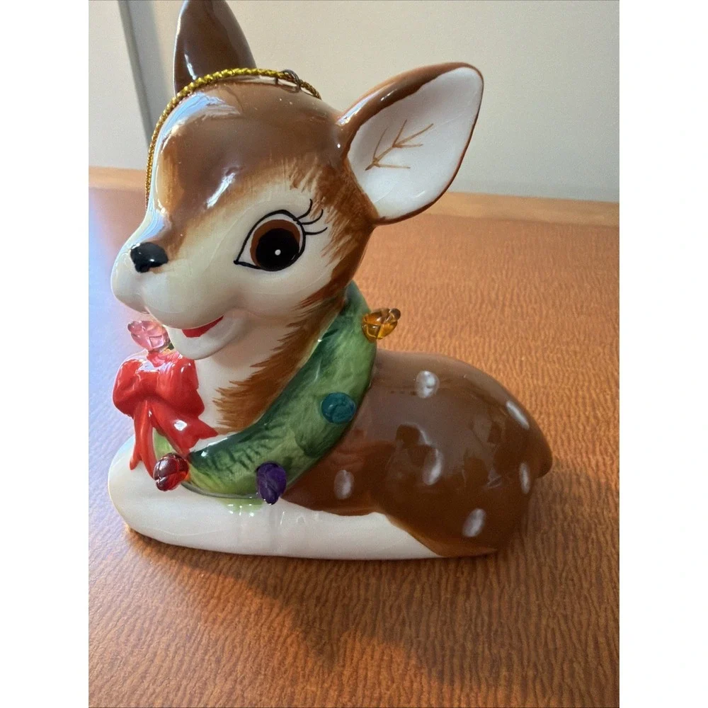 Mr. Christmas Ceramic Light Up Reindeer Ornament Holiday Deer Figurine TESTED